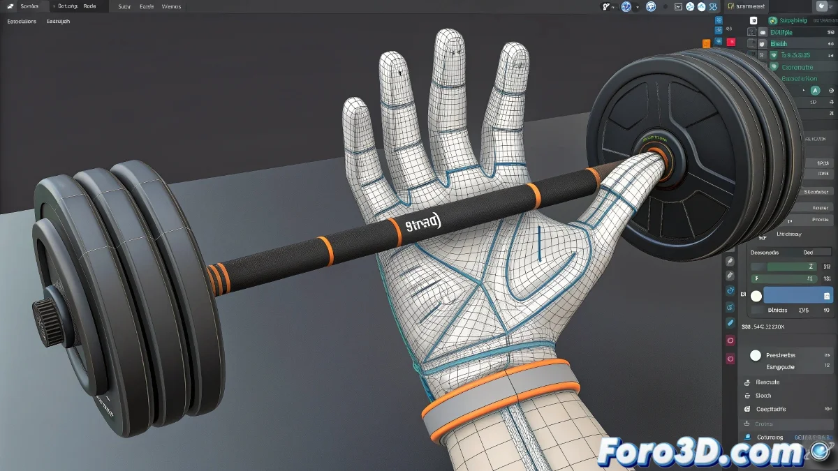 Panel de Skin Modifier en 3ds Max mostrando la herramienta Paint Weights con configuraciones de Radius, Falloff y Strength destacadas.
