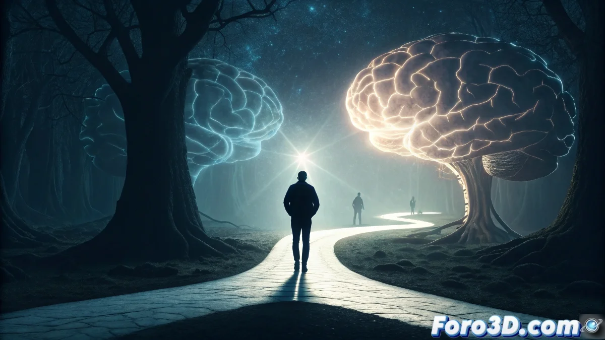 Representación gráfica del cerebro humano mostrando activación de la amígdala y circuitos neuronales durante estados de inseguridad, con neurotransmisores destacados.