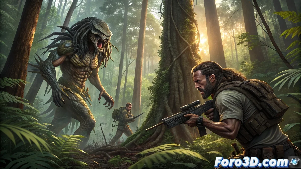 Concept art de Predator: Badlands mostrando nuevo diseño del depredador en ambiente urbano futurista con elementos de caza y tecnología alienígena