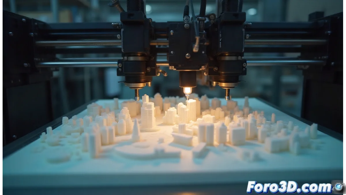 Impresora 3D Qidi Max4 imprimiendo una pieza técnica de gran tamaño en color azul, mostrando su estructura metálica robusta y sistema de doble extrusión en funcionamiento dentro de su cámara cerrada.