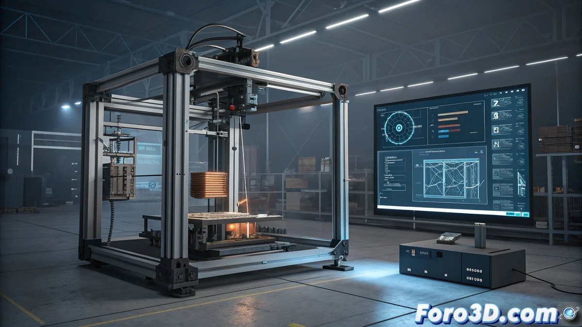 Interfaz de asistente de IA de Rapid Fusion mostrando analisis de modelo 3D grande con sugerencias de optimizacion para impresora de gran formato