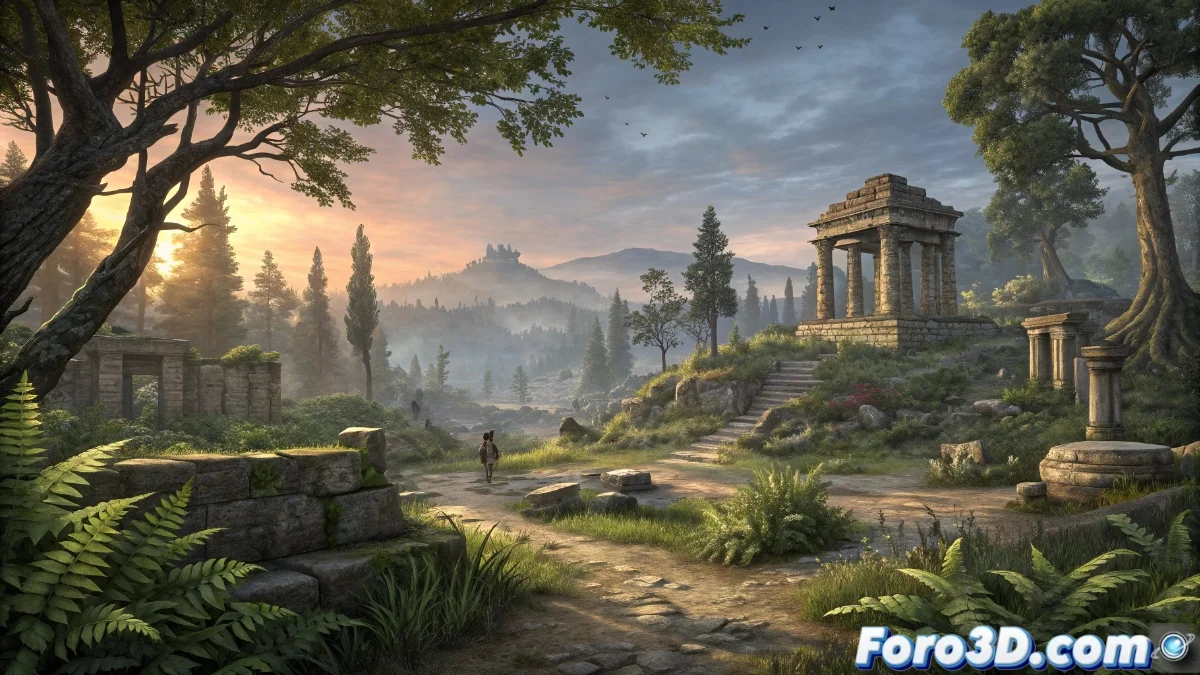 Comparativa visual entre el The Elder Scrolls IV: Oblivion original y una versión hipotética remasterizada con Unreal Engine 5 mostrando mejoras en iluminación y texturas