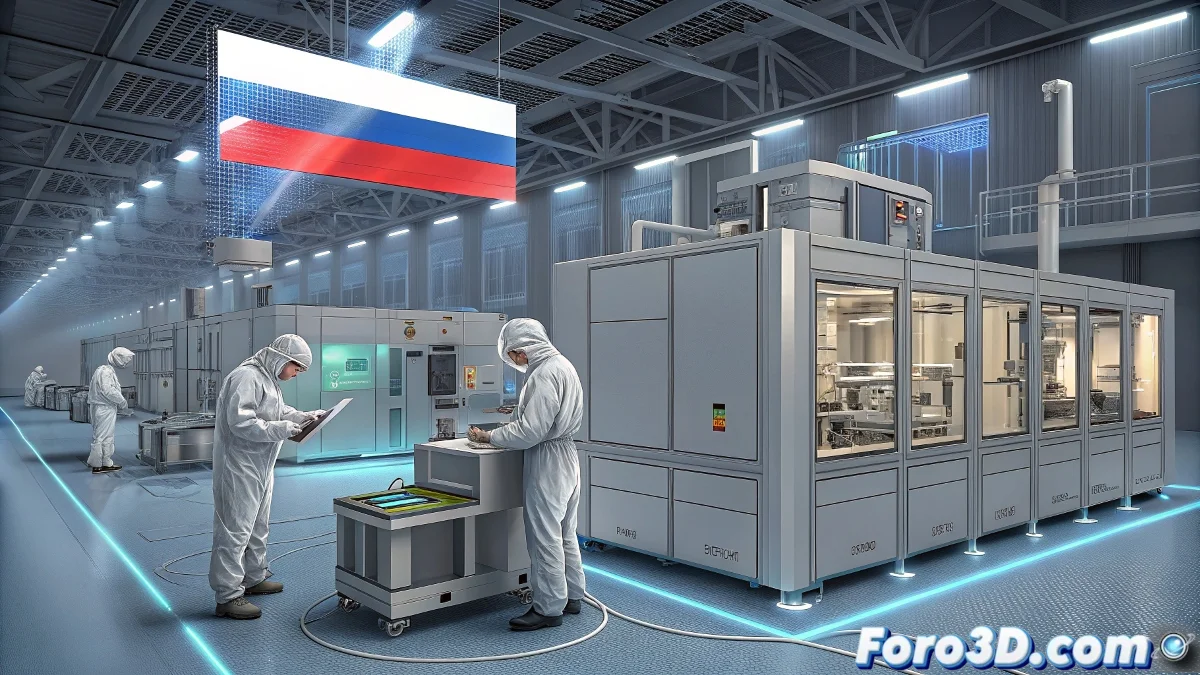 Diagrama tecnico que compara la arquitectura de litografia EUV de ASML con la propuesta rusa, mostrando espejos, fuentes de luz y trayectorias de haz diferentes.