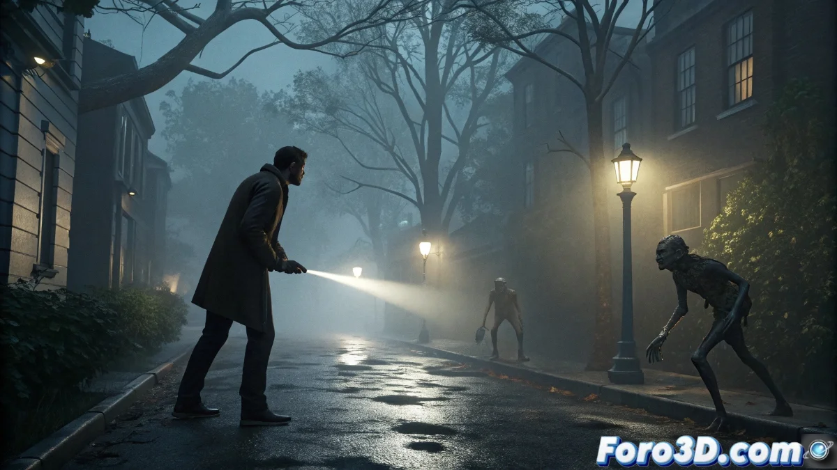 James Sunderland explorando las calles neblinosas de Silent Hill en versión next-gen con iluminación atmosférica