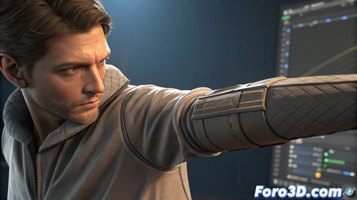 Vista en perspectiva 3D de una malla poligonal mostrando corrección de deformaciones con el modificador Smooth Corrective en Blender 5, con áreas problemáticas resaltadas en colores diferenciados.