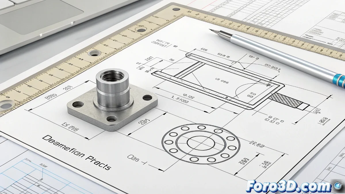 Interfaz minimalista de SolveSpace mostrando diseño paramétrico 2D con restricciones geométricas visibles y modelo 3D extrusionado, en entorno de trabajo limpio y ordenado.