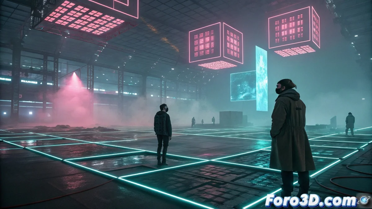 Escena de El Juego del Calamar mostrando efectos visuales avanzados en un entorno surrealista