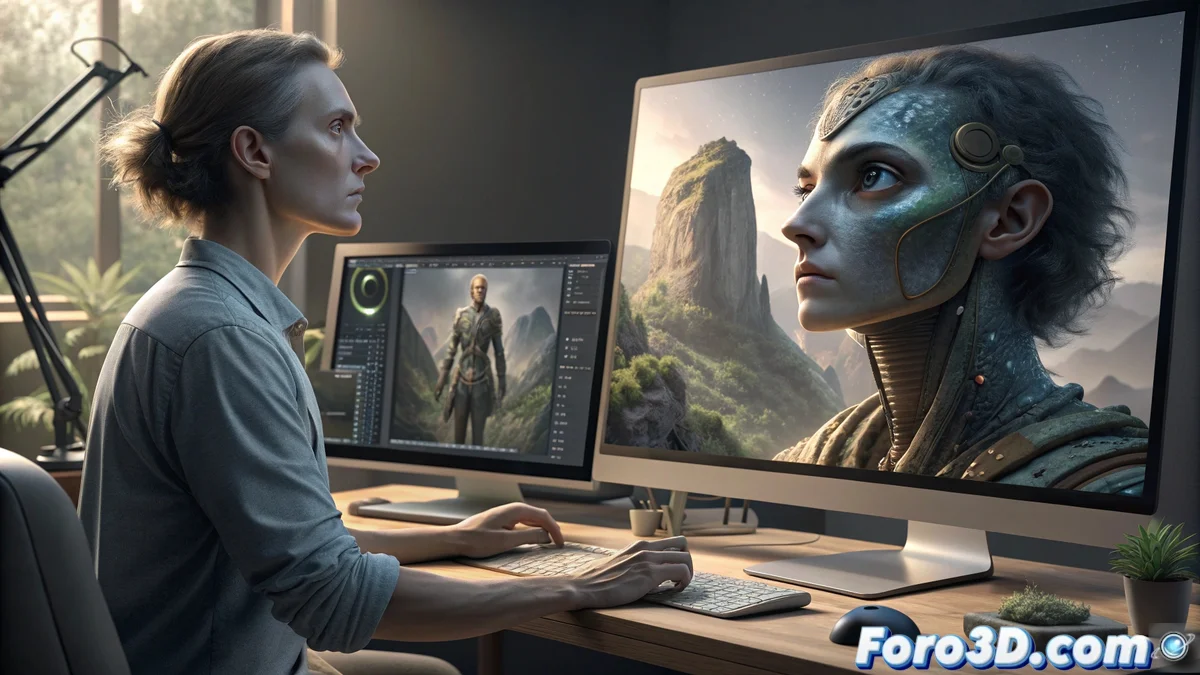 Comparativa visual entre interfaz de Stable Diffusion y Krita con plugin de IA activo, mostrando generación de imágenes y herramientas de pintura digital integradas.