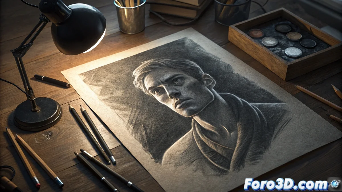 Ejemplo comparativo mostrando un dibujo tradicional junto a su versión con inversión de luces y sombras, destacando la volumetría mediante valores tonales invertidos