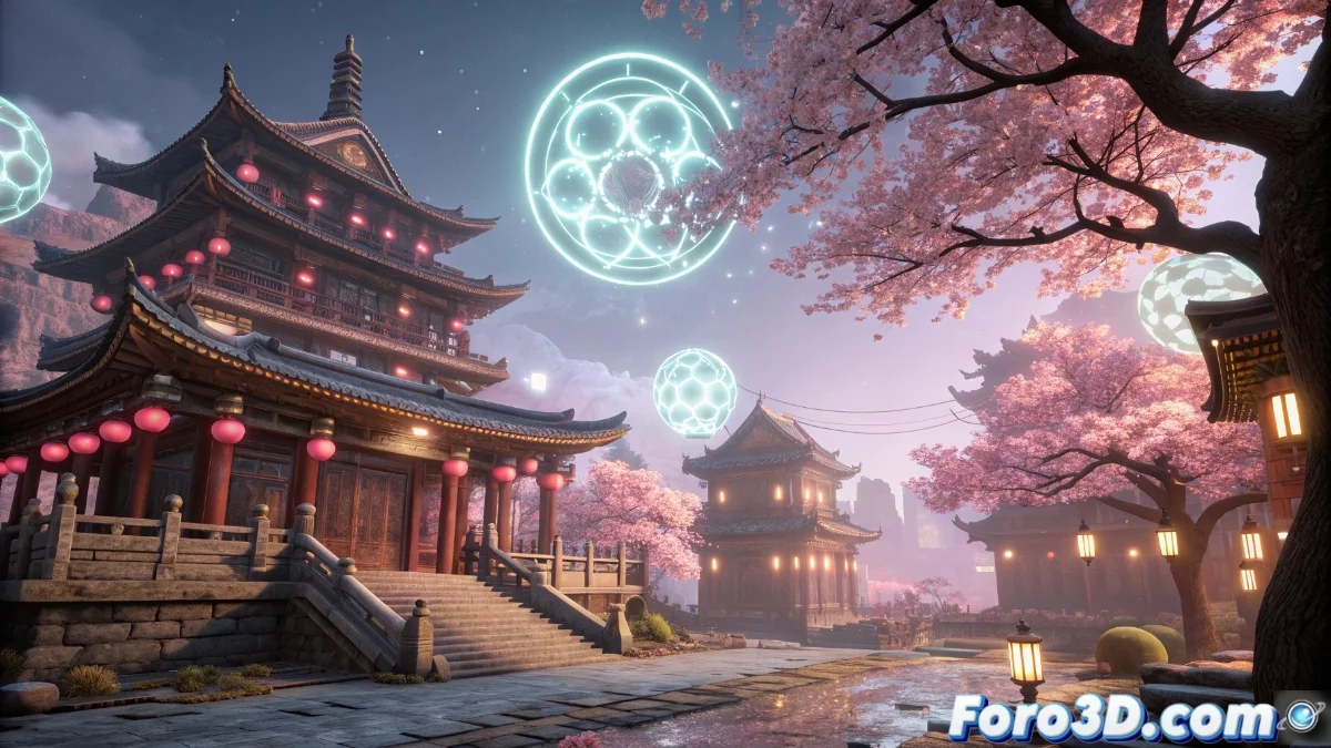 Interfaz del motor Tuanjie mostrando el editor visual con línea de tiempo, sistema de partículas y herramientas de scripting, junto a ventanas de renderizado en tiempo real.