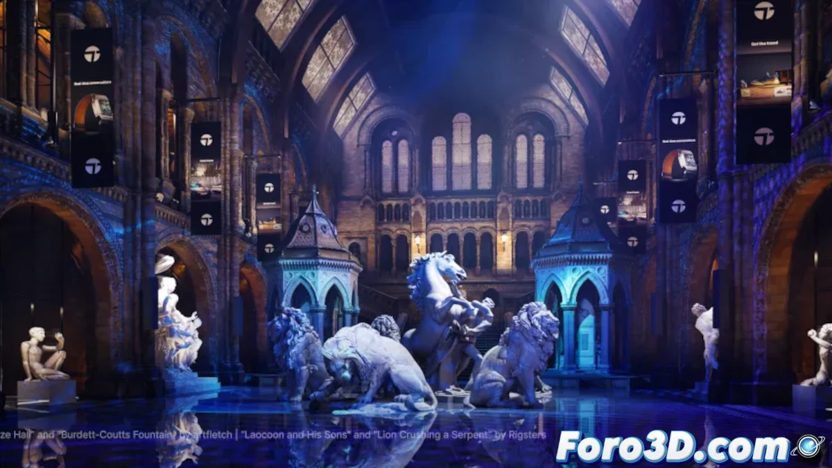 Una escena arquitectónica fotorrealista generada con Twinmotion 2025.1, mostrando nubes volumétricas animadas con iluminación dinámica, sombras precisas en un paisaje urbano con edificios detallados y materiales realistas. La imagen debe destacar la calidad de los reflejos en el agua y la iluminación ambiental en tiempo real.