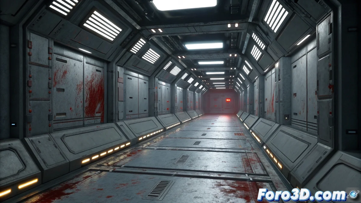 Decal Actor de Unreal Engine proyectando texturas de impacto y suciedad sobre una pared de concreto en tiempo real.