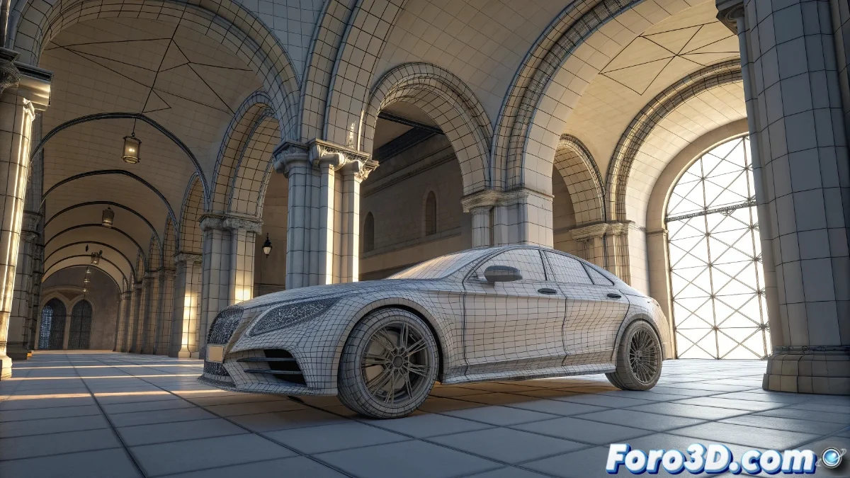 Vista en close-up de una malla 3D mostrando la transición de triángulos a cuadrados en Unreal Engine, con herramientas de quadrangulate activas en la interfaz.