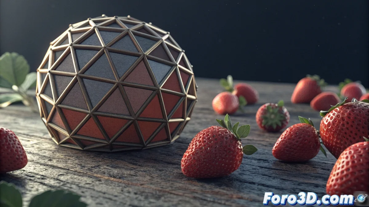 Vista en perspectiva 3D de un objeto etiqueta deformándose sobre una superficie irregular usando Surface Deform en Blender, mostrando parámetros del modificador en el panel de propiedades.