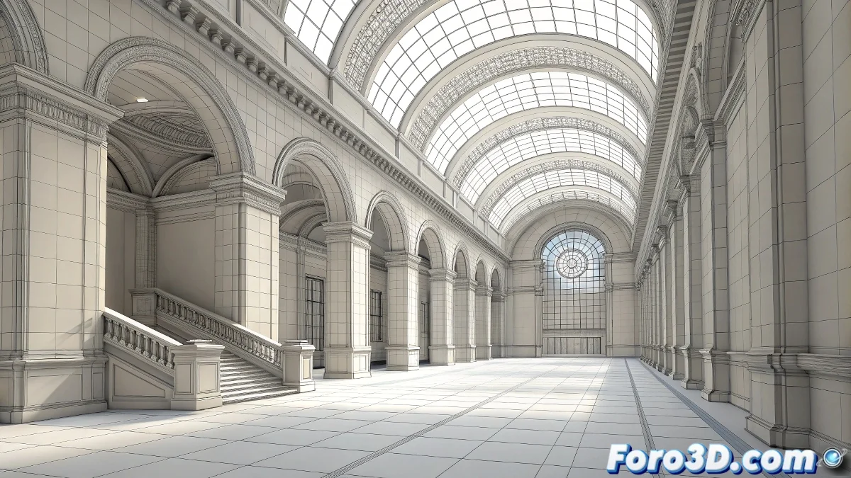 Comparativa mostrando proyecto arquitectónico en 3ds Max junto a versión importada en Unreal Engine 5 con iluminación Lumen activa y entorno interactivo.