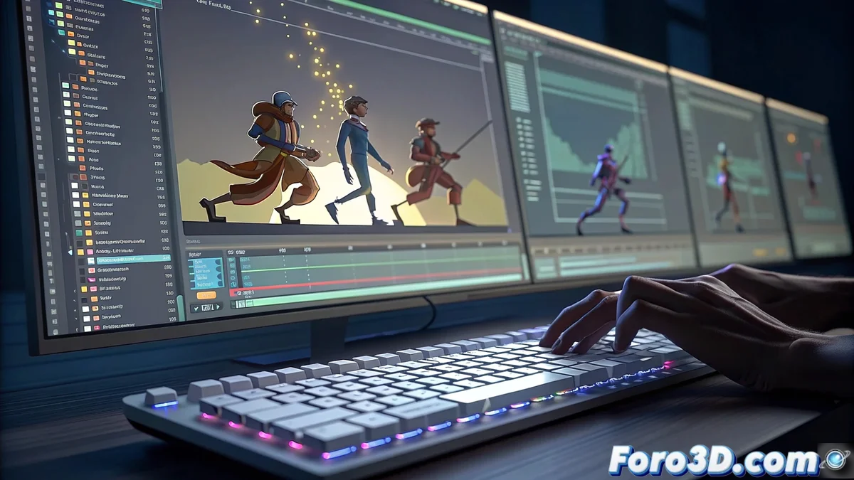 Interfaz de Wick Editor mostrando línea de tiempo de animación junto a panel de código JavaScript en navegador web