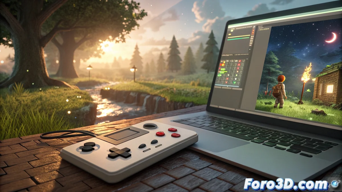 Comparativa visual entre la interfaz moderna de Wick Editor y la pantalla retro de Pico-8 mostrando proyectos creados en cada plataforma