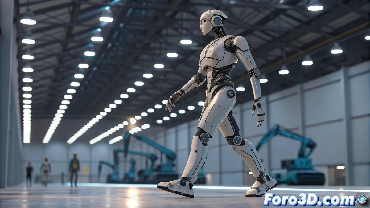 Robot humanoide Iron de Xpeng mostrando su diseño antropomórfico completo con piel sintética realista y estructura biónica, ejecutando movimientos fluidos en un entorno de demostración tecnológica