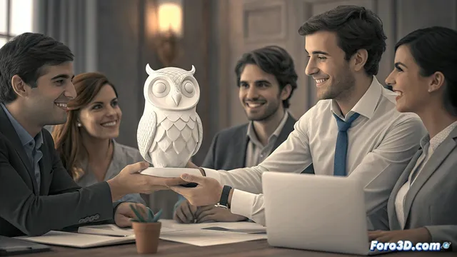 Emprendedores de impresión 3D entregan lechuzas personalizadas al expresidente argentino