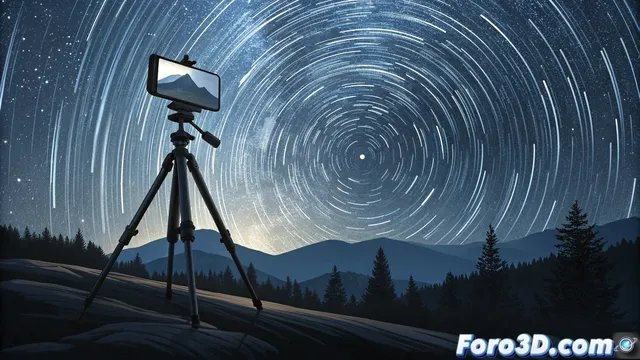 Fotografiar estelas de estrellas con un teléfono móvil