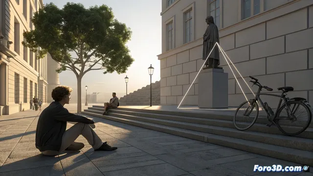 Composición fotográfica con triángulos visuales