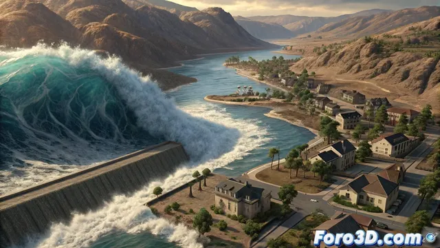 La reconstrucción forense 3d de una inundación por fallo en una presa