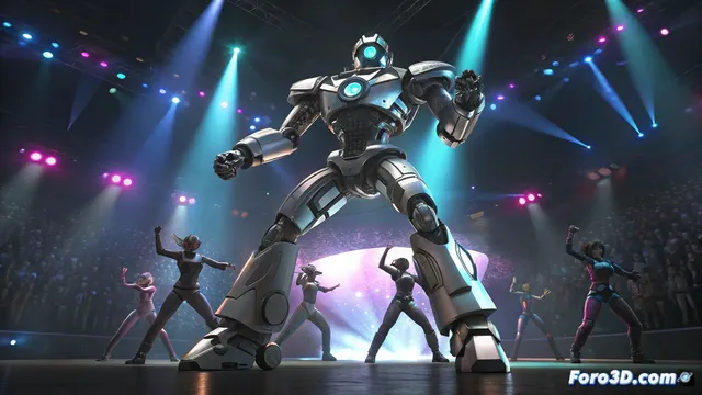 Un robot humanoide baila en un concierto de Wang Leehom