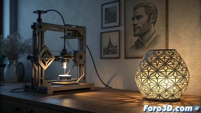 Una impresora 3d fabrica lámparas de diseño personalizadas