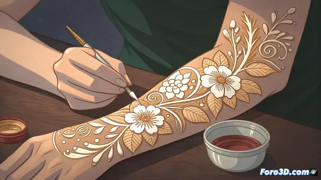 Tatuajes temporales de precisión con corte de vinilo y henna