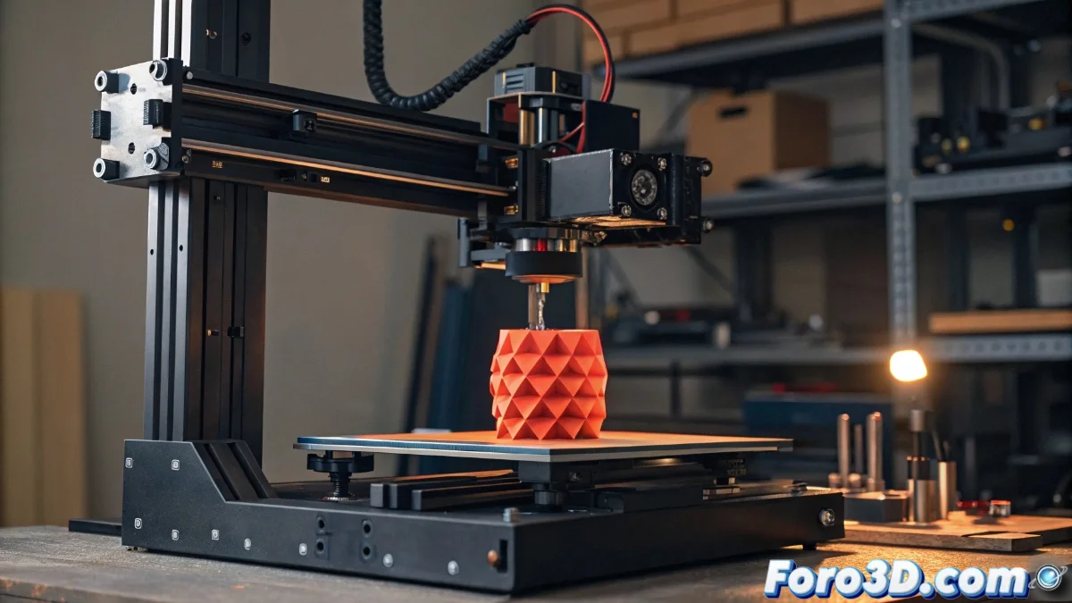 Diagrama técnico mostrando los componentes del sistema de movimiento del eje X en impresora Bamboo 3D, con etiquetas identificando sensor de fin de carrera, correa de transmisión y carro móvil